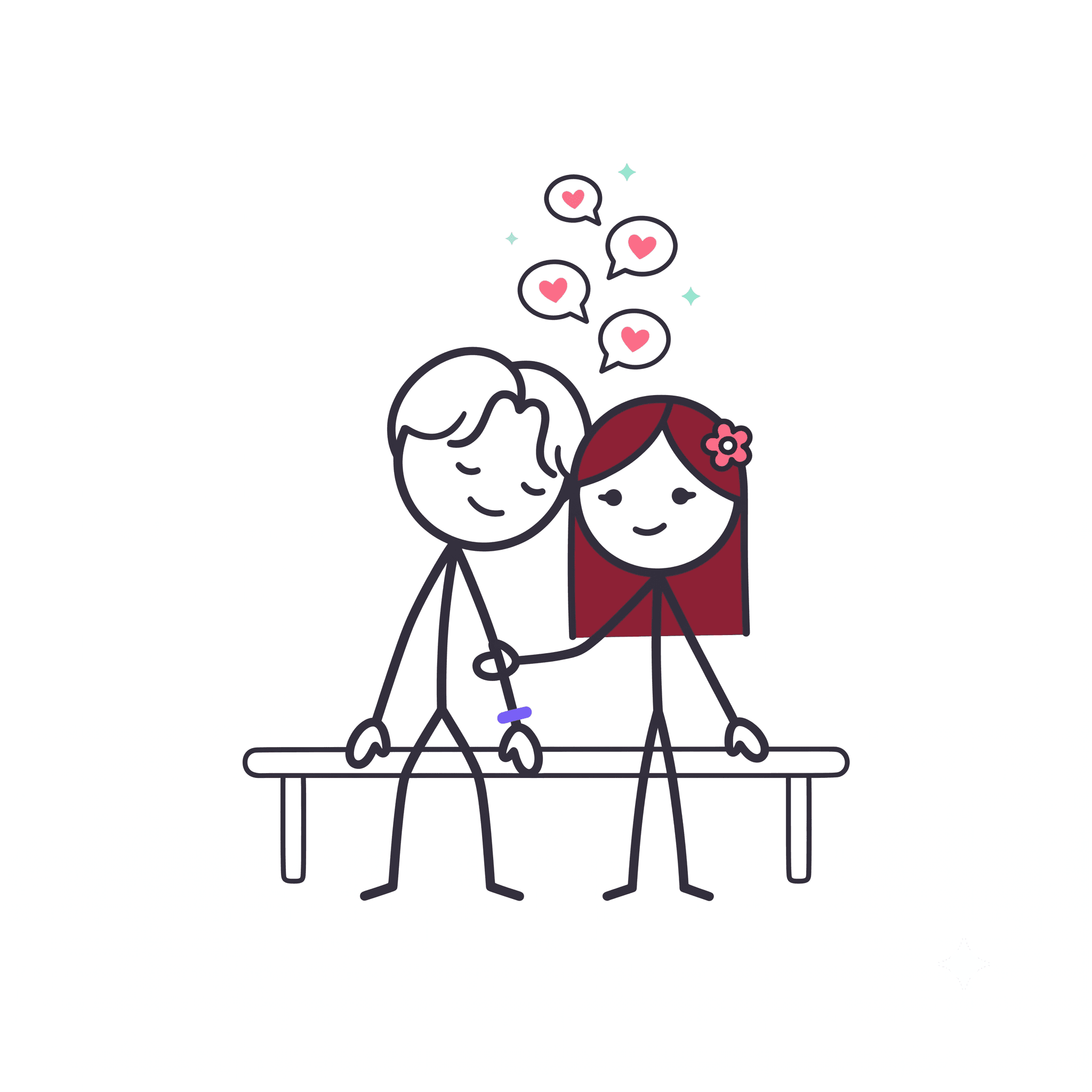 Kazi and Sisley sitting close together, whispering